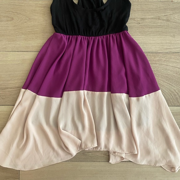 Black Purple Nude Asymmetrical dress - Picture 4 of 6